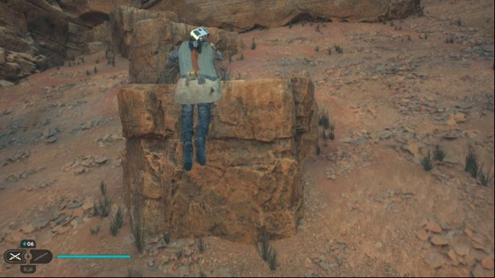 First, reach the small rock shelves and make sure not to slide back down to the very bottom - Jedi Survivor: Ruins Landing Site on Jedha puzzle - Puzzles - Star Wars Jedi Survivor guide