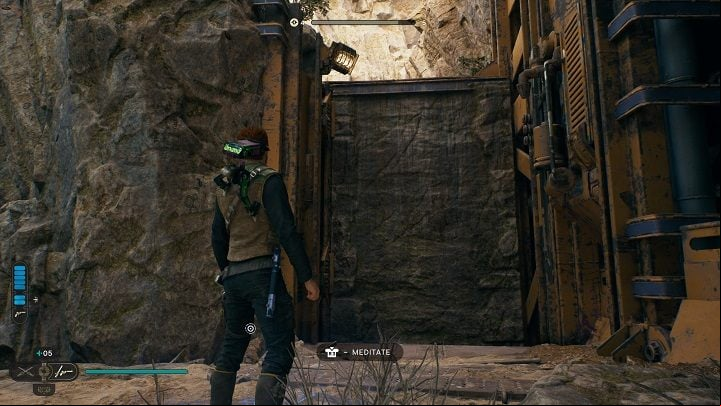 When you reach the meditation point located at the very beginning of the Southern Reach area, you may notice a wall that can be jumped up to a higher ledge - Jedi Survivor: Derelict Dam - list of secrets, part 3 - Koboh - Star Wars Jedi Survivor guide