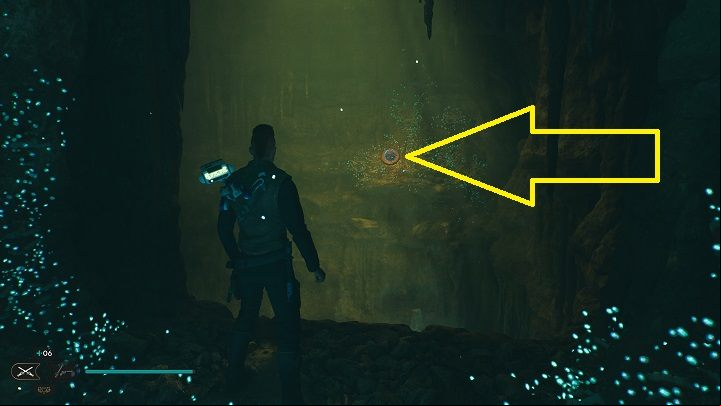 The next barrier that you need to destroy is located a bit higher - Jedi Survivor: PhonQi Caverns - list of secrets (part 2) - Koboh - Star Wars Jedi Survivor guide
